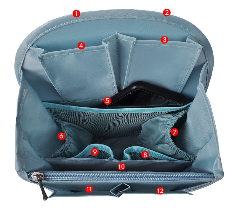 Vercord Backpack Organizer Insert Liner Hanging Travel Bag in Bag with Many Pockets Light Blue Medium - Image 4